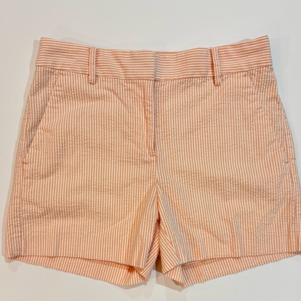 LOFT Riviera Seersucker Shorts Orange White Stripe Size 00